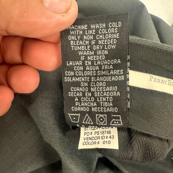 Perry Ellis Portfolio Mens 40x32 Size Dress Pants Pleated Front Cuffed Hem Gray - Picture 5 of 6
